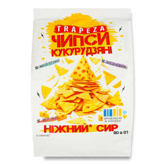 Чипси Trapeza кукурудзяні зі смаком ніжний сир, 90г