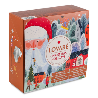 Набір чаю Lovare Christmas holidays 6 видів х 15 шт. х 2 г, 180г
