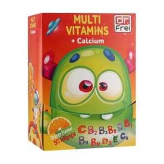 Дитячі мультивітаміни з кальцієм Dr. Frei Multivitamins With Calcium, 50 льодяників на паличці