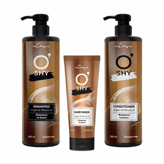 Набір O'Shy Intense Argan & Marula Oil: маска 200 мл + шампунь 500 мл + кондиціонер 500 мл