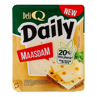 Сир Deli Q Daily Маасдам 45% DE з коров’ячого молока слайси, 150г