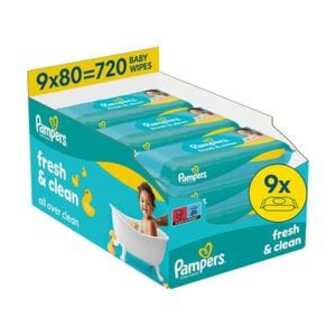 Дитячі вологі серветки PAMPERS Fresh & Clean, 9*80 шт