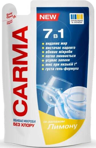 Засіб для ручного миття посуду Carma дой-пак 400 мл Лимон (4820204702212)