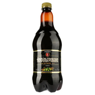 Пиво Перша приватна броварня Бочкове, темне, нефільроване, 4,8%, 0,9 л (770492)