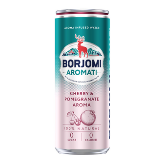 Напій Borjomi Aromati вишня-гранат безалкогольний сильногазований з/б, 0.33л