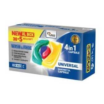 Капсули для прання Wash & Free Universal 4in1 Capsule 35 циклів прання, 35 шт (коробка)