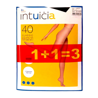 Колготки жіночі Intuicia Classic 40 den black+vizon р.4 2+1, 3шт