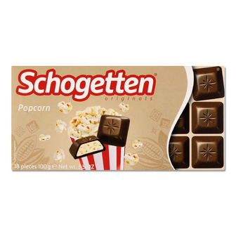 Шоколад молочний Schogetten молочний крем та шматочки попкорну, 100г