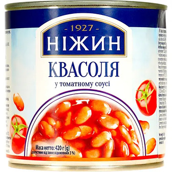 Квасоля Ніжин у томатному соусі 420 г з/б (943019)