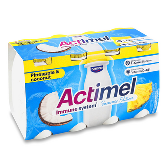 Продукт кисломолочний Actimel ананас і кокос 1,5%, 8*100г