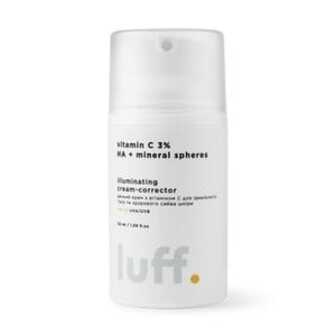 Денний крем-коректор для обличчя Luff Illuminating Cream-Corrector SPF 20 UVA/UVB з вітаміном С, для ідеального тону і здорового сяйва шкіри, 50 мл