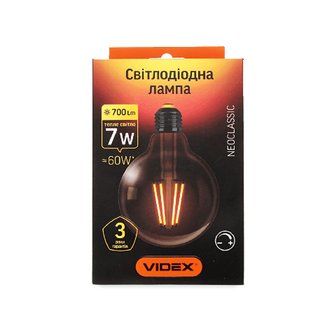 Лампа Videx FilamentLed бронза G95FAD 7W 2200K E27, шт