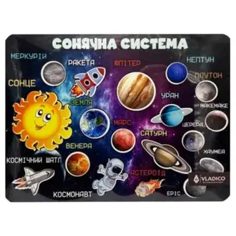 Дерев'яний пазл-вкладиш "Космос" Vladico 3240-05-001-UC розмір 33х25 см