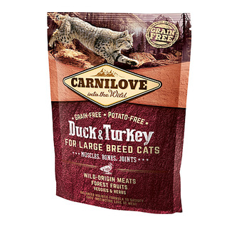 ТЕРМІН 01.2027!!! Сухий корм Carnilove Cat Large Breed Duck & Turkey (для котів великих порід, качка+індейка) 400 г