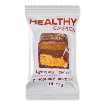 Цукерка Healthy Choice Twist шоколадна у чорному шоколаді, 14г