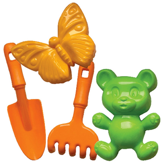 Набір Numo Toys малі лопатка та граблі + 2 пасочки в асортименті, шт