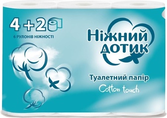 Туалетний папір Ніжний дотик 2сл, 4+2 шт.