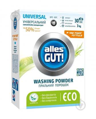 УЦЕНКА! Стиральный порошок для машинной и ручной стирки Alles GUT! ECO универсальный 3 кг (УЦ №3794)