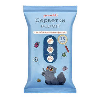 Серветки вологі Gooddi Антибактеріальні, 15шт