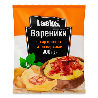 Вареники Laska з картоплею та шкварками, 900г