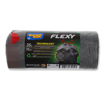 Пакети для сміття «Фрекен Бок» Flexy з затяжками 35 л, 15шт
