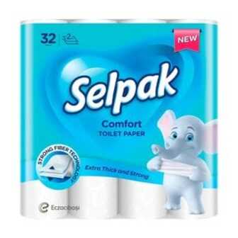Туалетний папiр Selpak Comfort 2-шаровий, білий, 150 відривів, 32 рулони