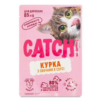 Корм для котів Catch! з куркою та овочами в соусі, 85г