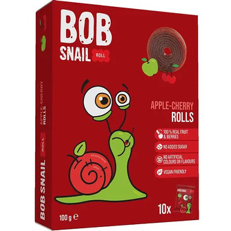 Фруктові яблучно-вишневі цукерки Bob Snail Roll 100 г (10 шт. х 10 г)