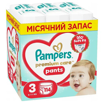 Набір підгузки-трусики Pampers Premium Care Pants Розмір 3 (6-11 кг) 114 шт.