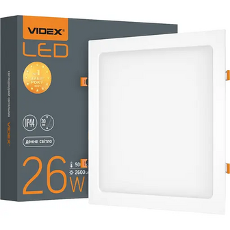 Вбудований світильник Videx LED Back квадрат 26W 5000K (VL-DLBS-265)