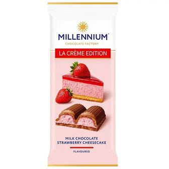 Шоколад Millennium La Creme Edition молочний з кремовою начинкою Полуничний Чізкейк 100 г