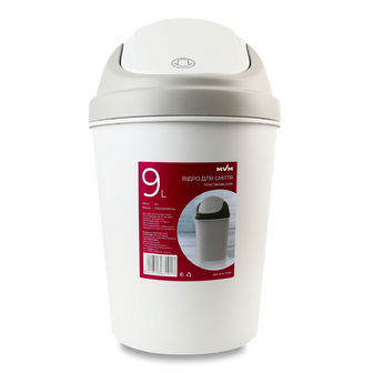 Відро для сміття MBM Home сіре 9 л BIN-10, шт