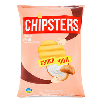 Чипси Chipster's хвилясті зі смаком грибів з вершковим соусом, 110г