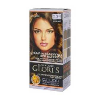 Стійка крем-фарба для волосся Glori's Gloss & Grace для двох застосувань 5.34 Лісовий горіх, 130 мл