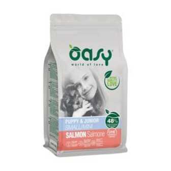 Сухий корм для цуценят малих порід Oasy One Animal Protein Puppy & Junior Small/Mini з лососем, 800 г