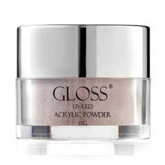 Акрилова пудра для нігтів Gloss UV/LED Acrylic Powder 009 Світло-рожевий з золотистим та срібним мікроблиском, 15 г