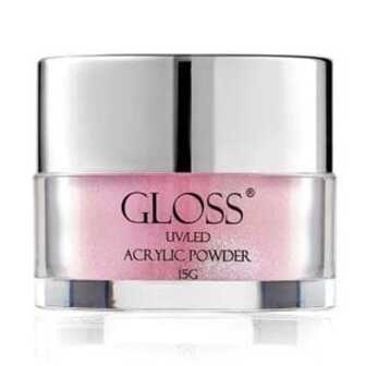 Акрилова пудра для нігтів Gloss UV/LED Acrylic Powder 017 Рожевий з золотистим блиском, 15 г