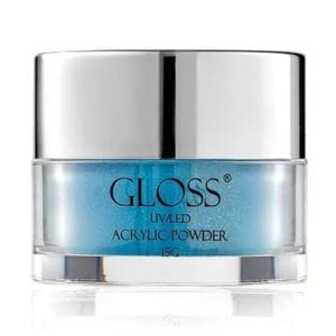 Акрилова пудра для нігтів Gloss UV/LED Acrylic Powder 025 Блакитний з мікроблиском, 15 г