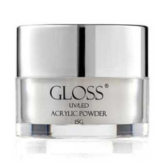 Акрилова пудра для нігтів Gloss UV/LED Acrylic Powder 034 Сніжно-білий з блиском, 15 г