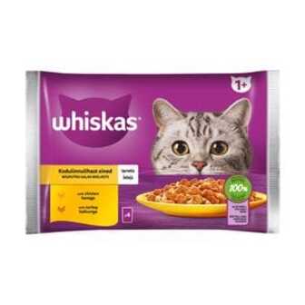 Вологий корм для котів Whiskas з куркою та індичкою в желе, 4*85 г