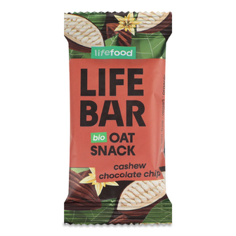 Батончик Lifebar вівсяний кеш’ю з шоколадною крихтою органічний, 40г