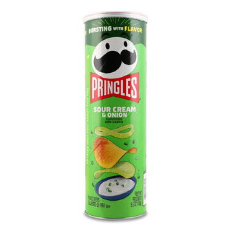 Снек пікантний Pringles зі смаком сметани та цибулі, 158г