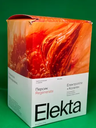 Електроліти, Regenerate Hydration Electrolytes, Elekta, з колагеном, без цукру, персик, 30 стіків по 5 г кожен