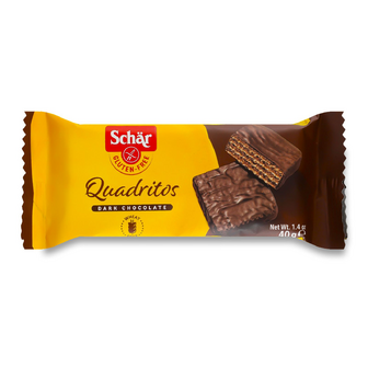 Вафлі Schar Quadritos з какао в темному шоколаді, 40г