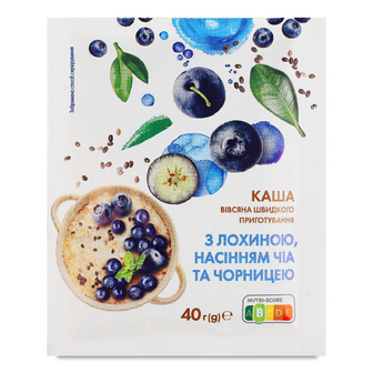 Каша вівсяна «Премія»® з лохиною, насінням чіа та чорницею, 40г