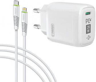 Мережевий зарядний пристрій Intaleo TCGQPD120L (1USBx3A) White + кабель Lightning (1283126510007)