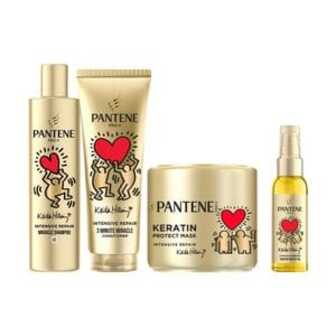 Набір для волосся Pantene Pro-V x Keith Haring Artist Edition (шампунь, 250 мл + бальзам-ополіскувач, 220 мл + маска, 300 мл + олія, 100 мл)