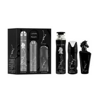 Парфумований набір унісекс Lattafa Perfumes Maahir Black Set (парфумована вода, 100 мл + дезодорант, 200 мл + освіжувач, 300 мл)
