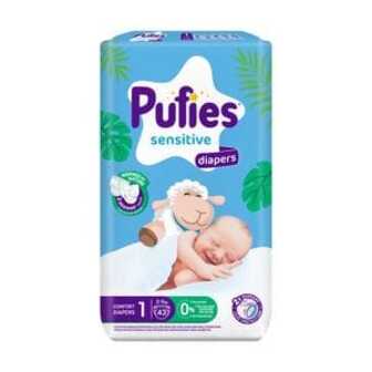 Підгузки Pufies Sensitive розмір 1 (2-5 кг), 43 шт