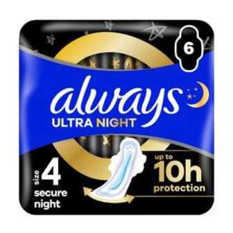 Гігієнічні прокладки Always Ultra Secure Night, розмір 4, 6 шт